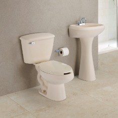 PAQUETE SANITARIO CASTELAR 2 PIEZAS ALARGADO 4.8L HUESO INCLUYE TAZA, TANQUE LAVABO, PEDESTAL Y ASIENTO
