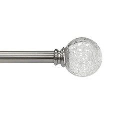 SET DE CORTINERO AJUSTABLE SIMPLE ESTILO ESFERA DE CRISTAL CRAQUELADA DE 167 A 304 CM PLATA NÍQUEL CEPILLADO