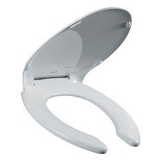 ASIENTO PARA BAÑO PLÁSTICO ALARGADO BLANCO FRENTE ABIERTO BEMIS