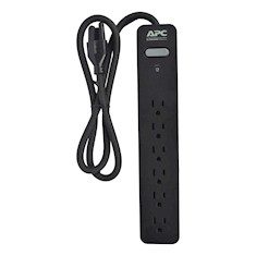 SUPRESOR DE PICOS DE 6 SALIDAS CON CABLE DE 90 CM NEGRO