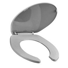 ASIENTO PARA BAÑO PLÁSTICO REDONDO GRIS FRENTE ABIERTO BEMIS