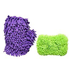 GUANTE Y ESPONJA MULTIUSOS DE MICROFIBRA MULTICOLOR 2 PIEZAS