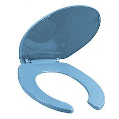 ASIENTO PARA BAÑO PLÁSTICO REDONDO AZUL FRENTE ABIERTO BEMIS
