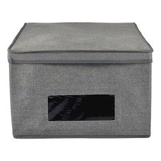 CAJA DE PLÁSTICO CON VENTANA 40X50X25 CM GRIS