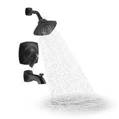JUEGO DE REGADERA Y LLAVE PARA TINA RUBICON NEGRO