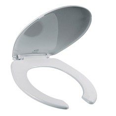 ASIENTO PARA BAÑO PLÁSTICO REDONDO BLANCO FRENTE ABIERTO BEMIS