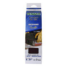 BANDAS DE LIJA GRANO MEDIANO 80 DE 3 X 21 PULGADAS 3 PIEZAS