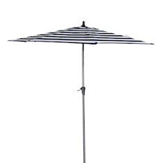 SOMBRILLA INCLINABLE AZUL Y BLANCO DE 274 X 240 CM DE ACERO Y TELA