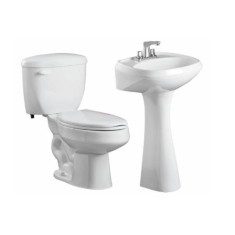 PAQUETE SANITARIO CASTELAR 2 PIEZAS ALARGADO 4.8L BLANCO INCLUYE TAZA, TANQUE LAVABO, PEDESTAL Y ASIENTO
